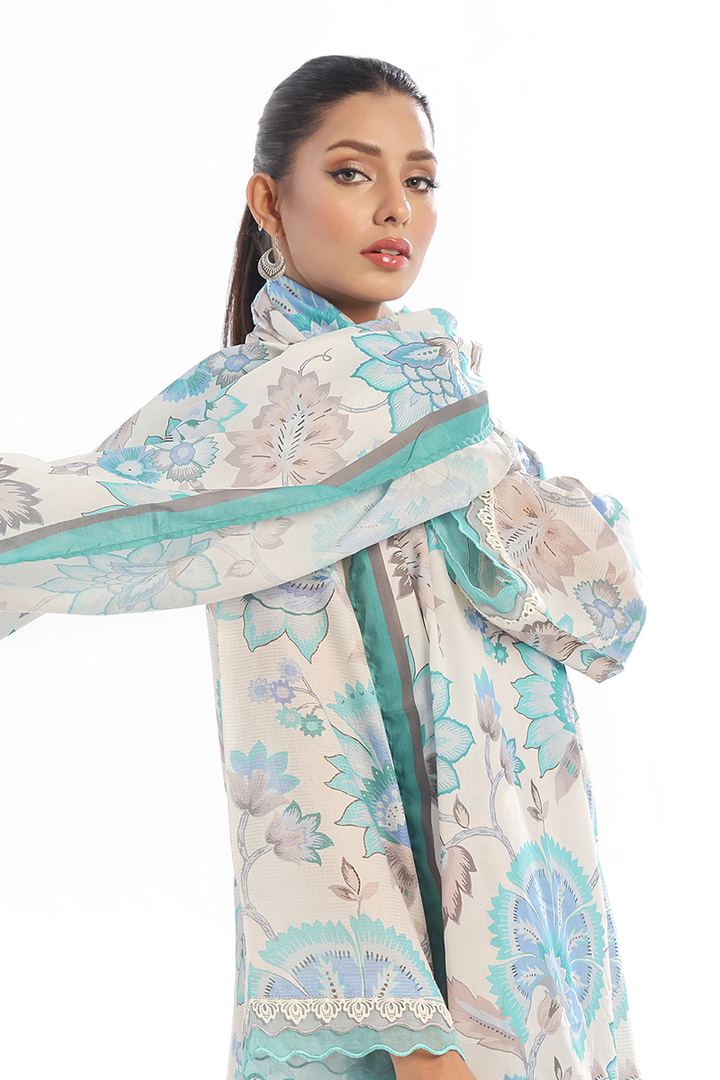 Oaks - Printed Unstitched Masoori Lawn Blue  - 3 Piece