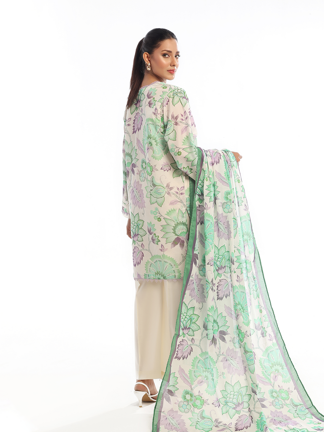 Oaks - Printed Pret & Unstitched Suit Masoori Lawn Green - 3 Piece