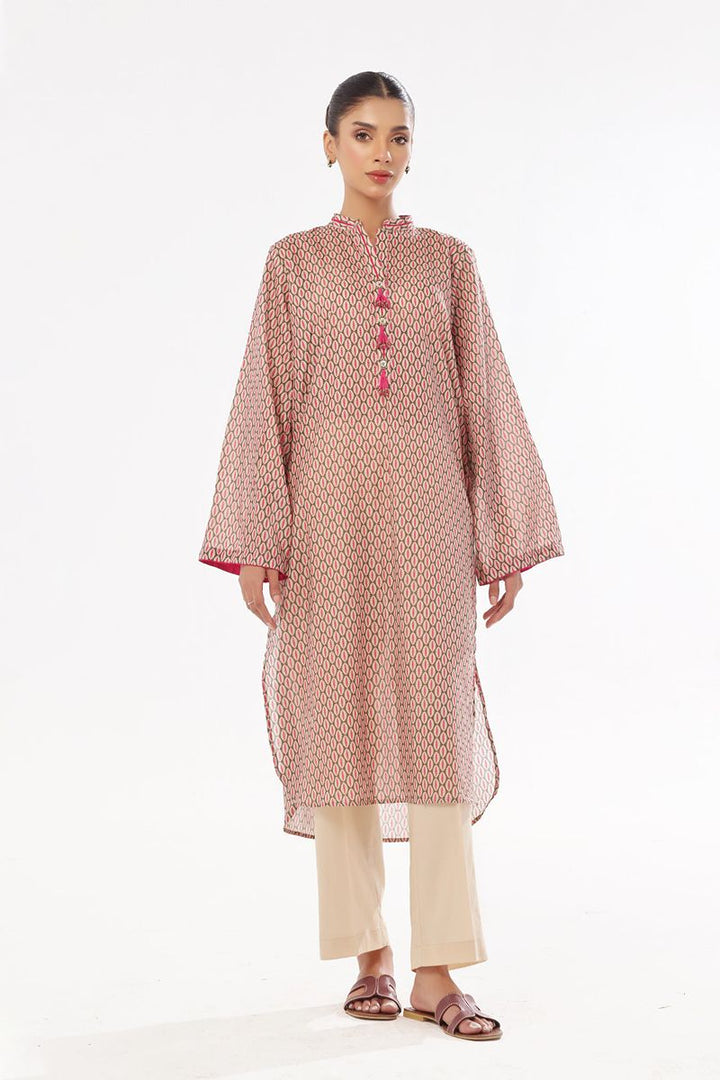 Oaks - Printed Pret & Unstitched Kurti Masoori Lawn Green - 1 Piece