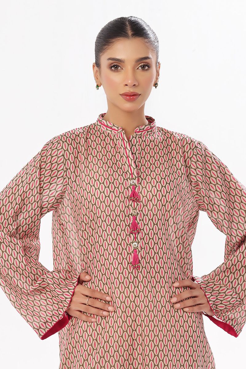 Oaks - Printed Pret & Unstitched Kurti Masoori Lawn Green - 1 Piece