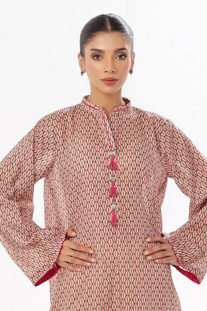 Oaks - Printed Pret & Unstitched Kurti Masoori Lawn Green - 1 Piece