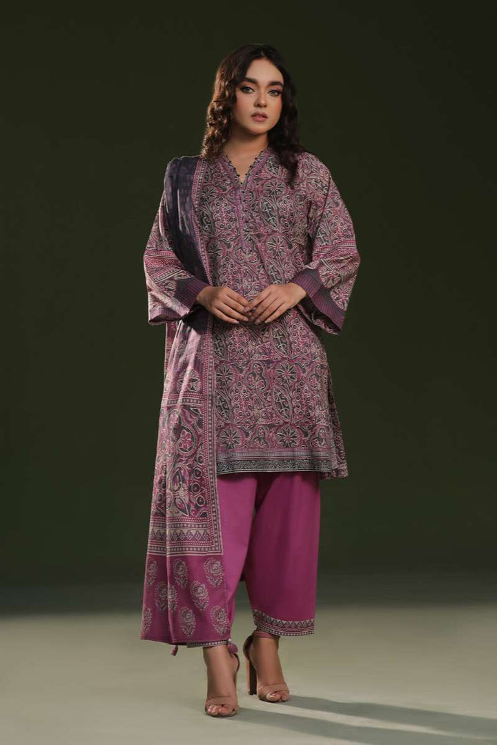 Oaks - Printed Pret Suit Cambric Magenta  - 3 Piece