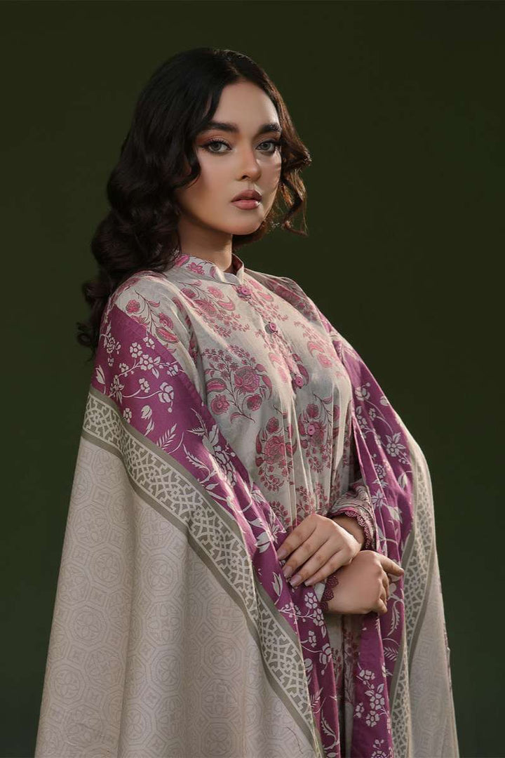 Oaks - Printed Pret Suit Cambric Beige  - 3 Piece