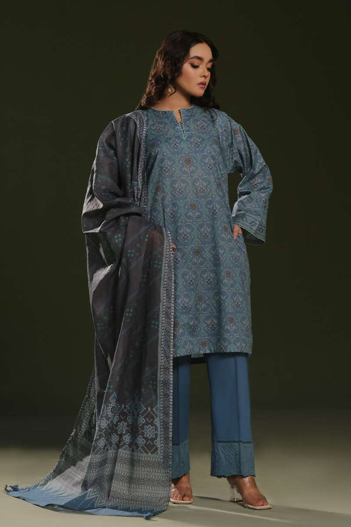 Oaks - Printed Pret Suit Cambric Blue  - 3 Piece