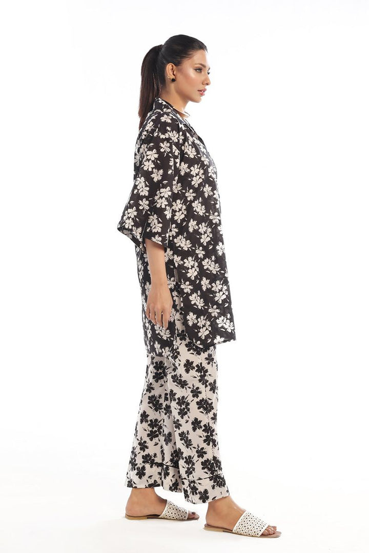 Oaks - Printed Pret & unstitched Shirt Trouser Swiss Lawn Black - 2 Piece