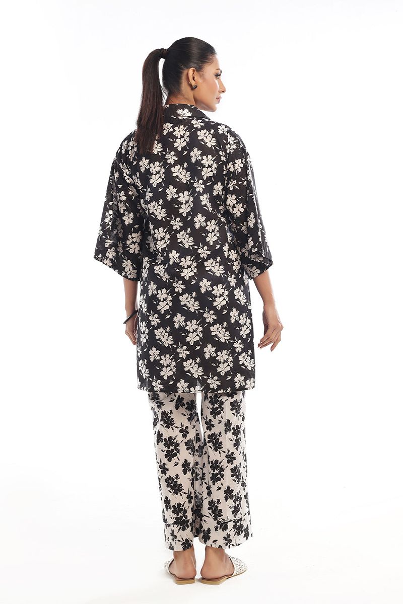 Oaks - Printed Pret & unstitched Shirt Trouser Swiss Lawn Black - 2 Piece