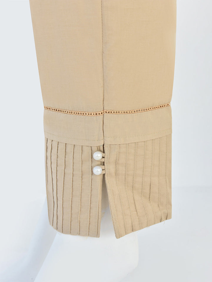Oaks - Women Beige Lawn Trouser  - 1 Piece