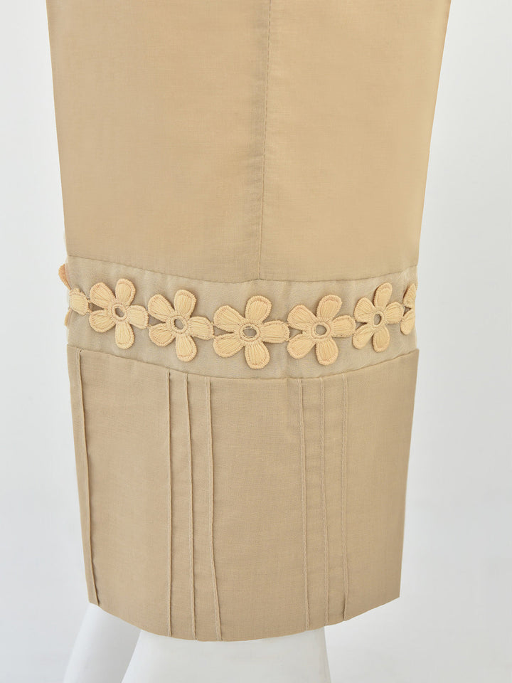 Oaks - Women Beige Cambric Trouser  - 1 Piece