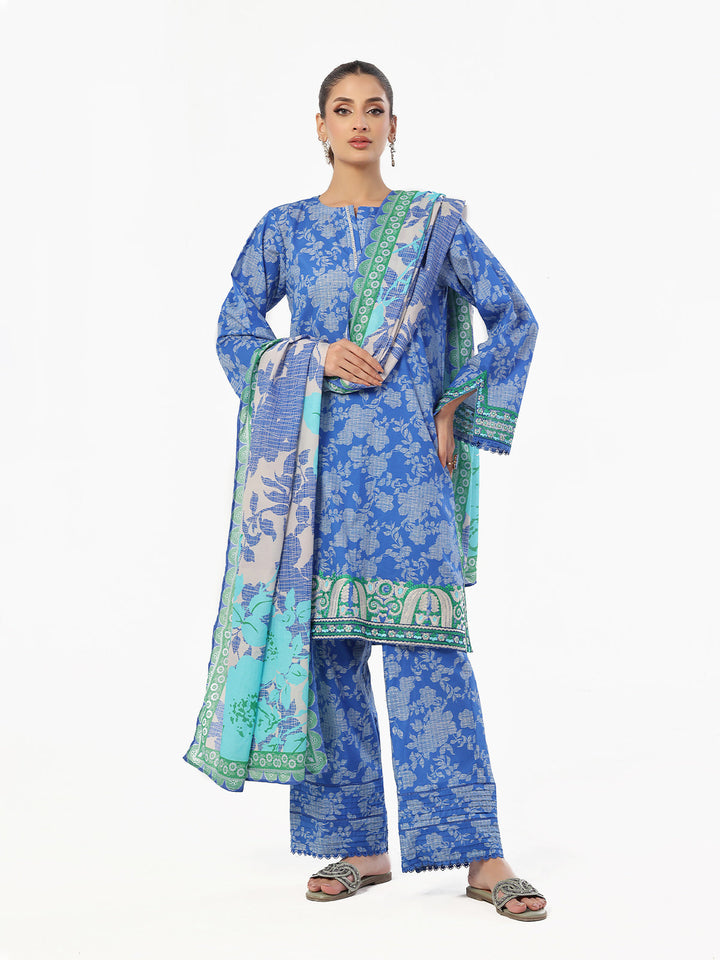 Oaks - Embroidered Unstitched Lawn Blue  - 3 Piece