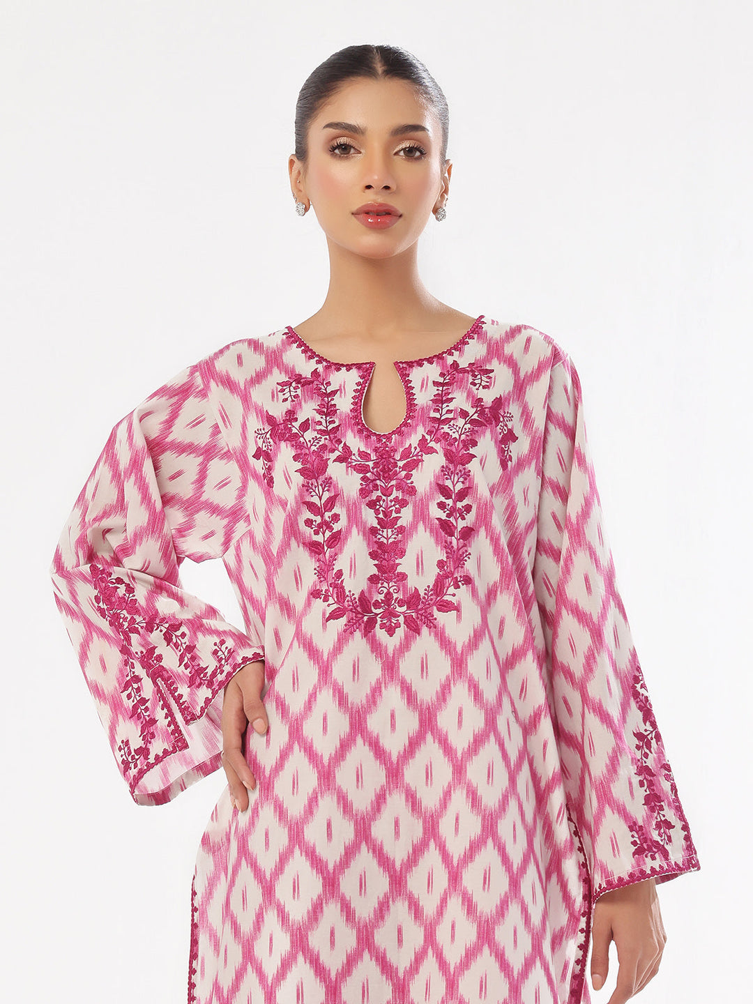 Oaks - Embroidered Pret & Unstitched Shirt Trouser Lawn Magenta - 2 Piece