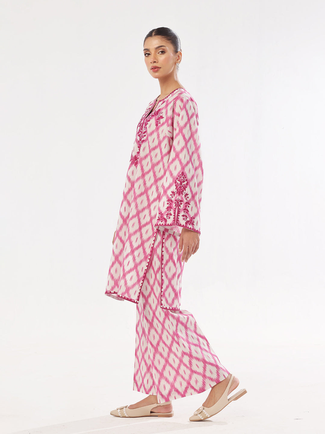 Oaks - Embroidered Pret & Unstitched Shirt Trouser Lawn Magenta - 2 Piece