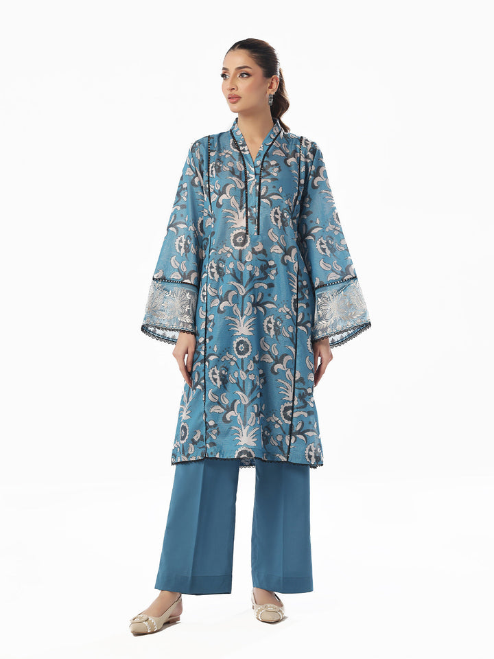 Oaks - Embroidered Pret & Unstitched Shirt Trouser Maisoori Lawn Blue - 2 Piece