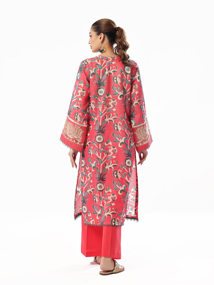 Oaks - Embroidered Pret & Unstitched Shirt Trouser Maisoori Lawn Pink & Red - 2 Piece