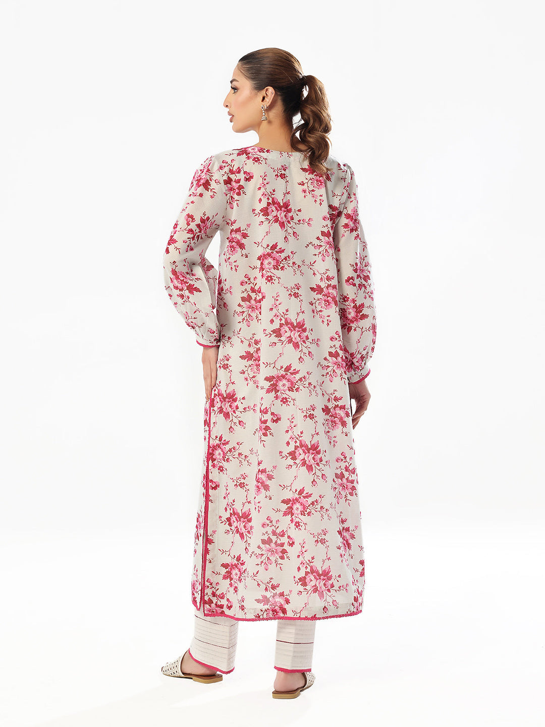 Oaks - Embroidered Unstitched Masoori Lawn White & Pink  - 2 Piece