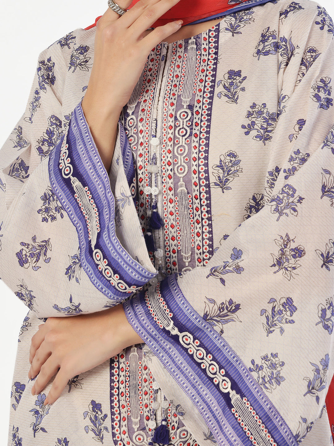 Oaks - Embroidered Pret & Unstitched Suit Masoori Lawn Blue - 3 Piece