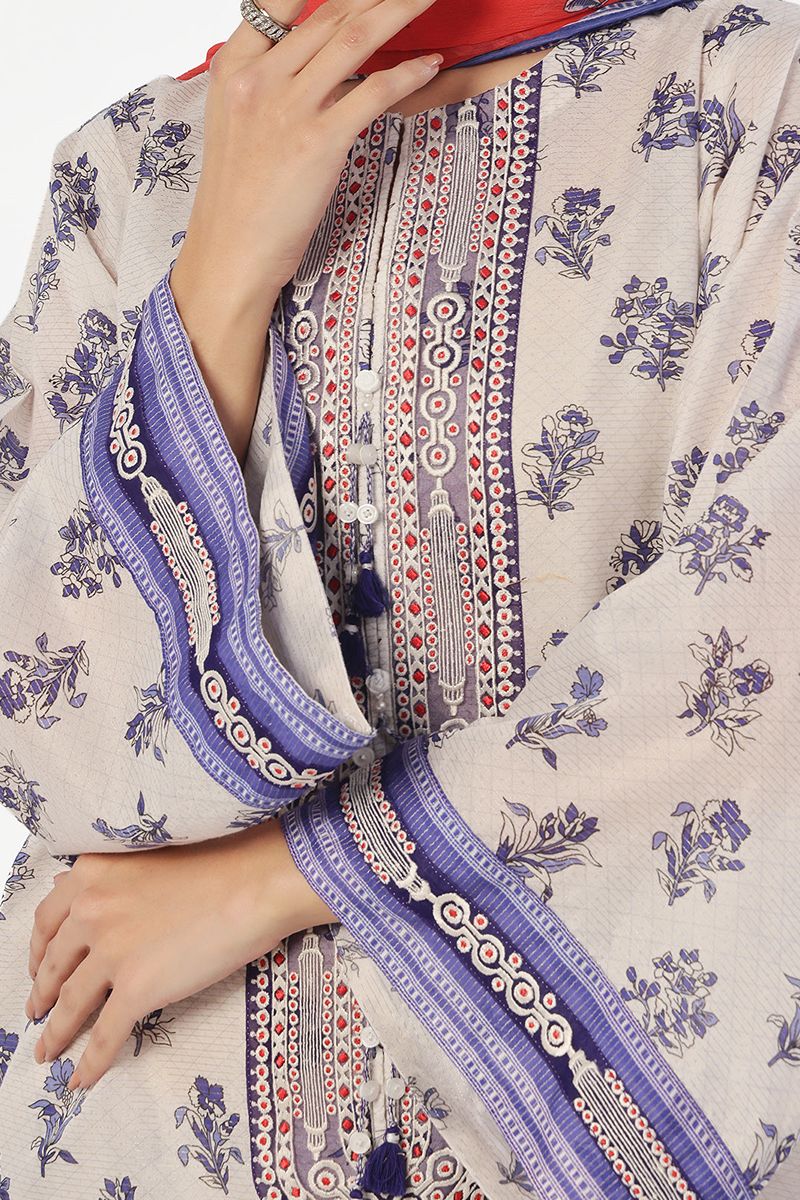 Oaks - Embroidered Unstitched Masoori Lawn Blue  - 3 Piece