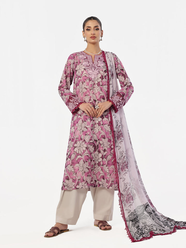 Oaks - Embroidered Unstitched Masoori Lawn Magenta  - 3 Piece