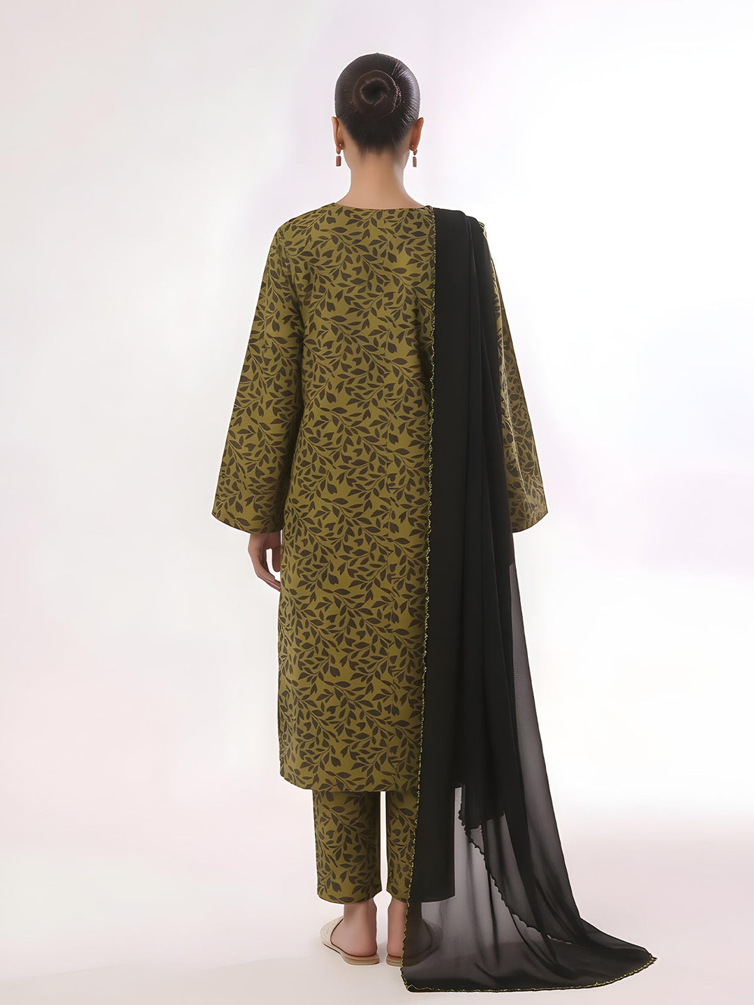 Oaks Printed Lawn Unstitched Mehandi 3 Piece