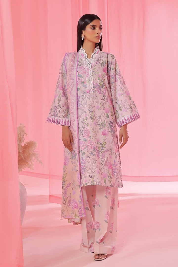 Oaks - Printed Pret & Unstitched Suit Lawn Peach - 3 Piece