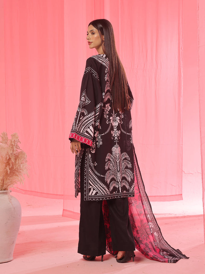 Oaks - Printed Pret & Unstitched Suit Lawn Black - 3 Piece