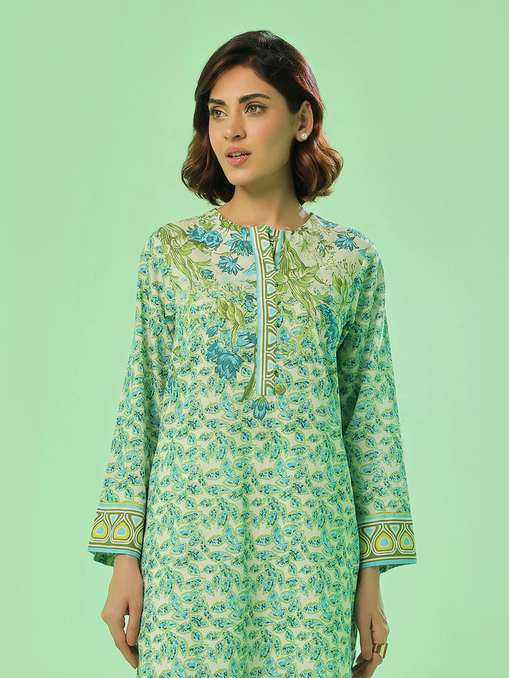 Oaks - Printed Pret & Unstitched Lawn Green - 1 Piece