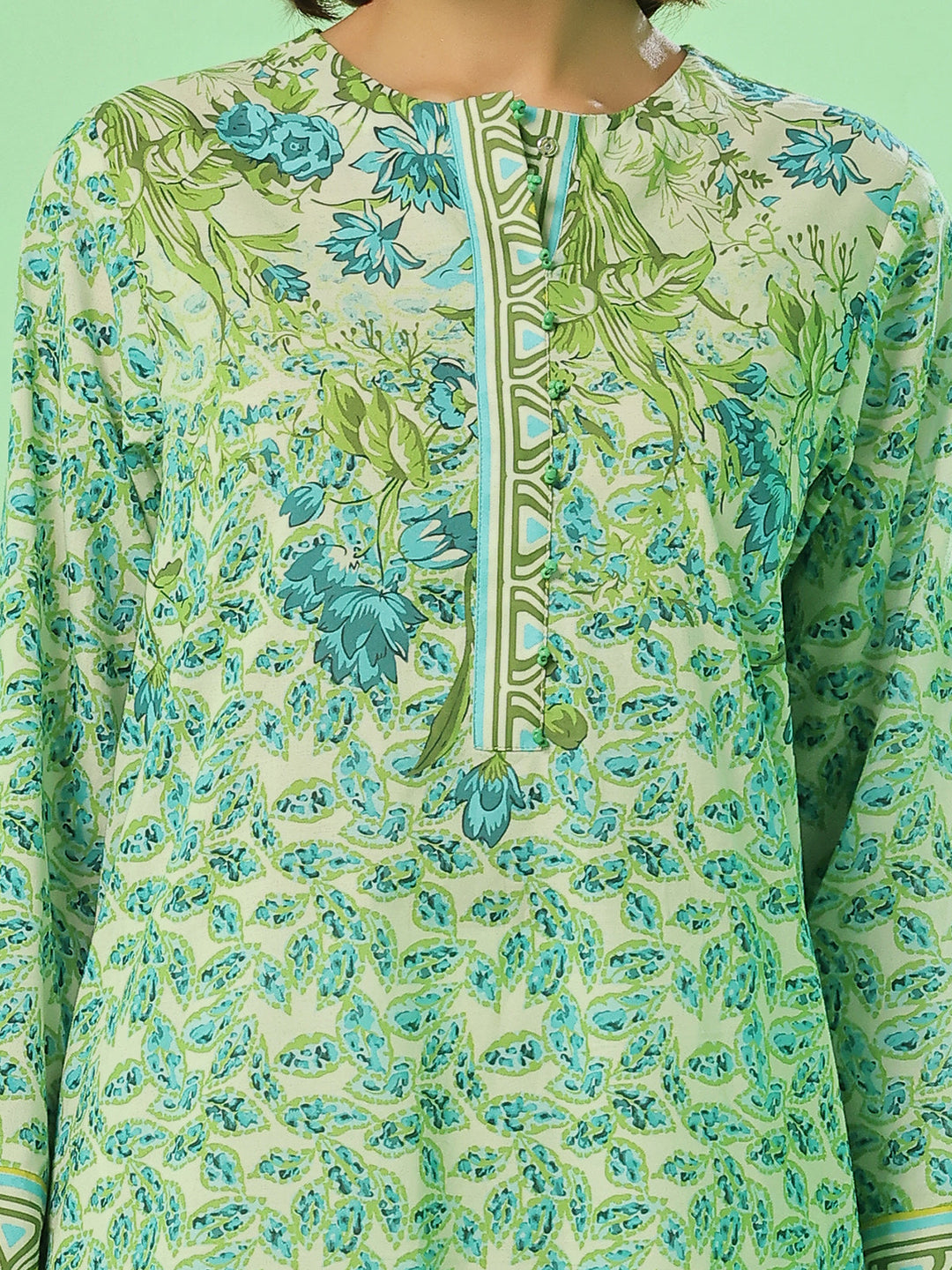 Oaks - Printed Pret & Unstitched Lawn Green - 1 Piece