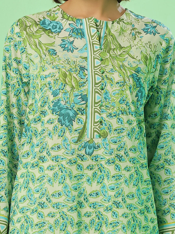 Oaks - Printed Pret & Unstitched Lawn Green - 1 Piece
