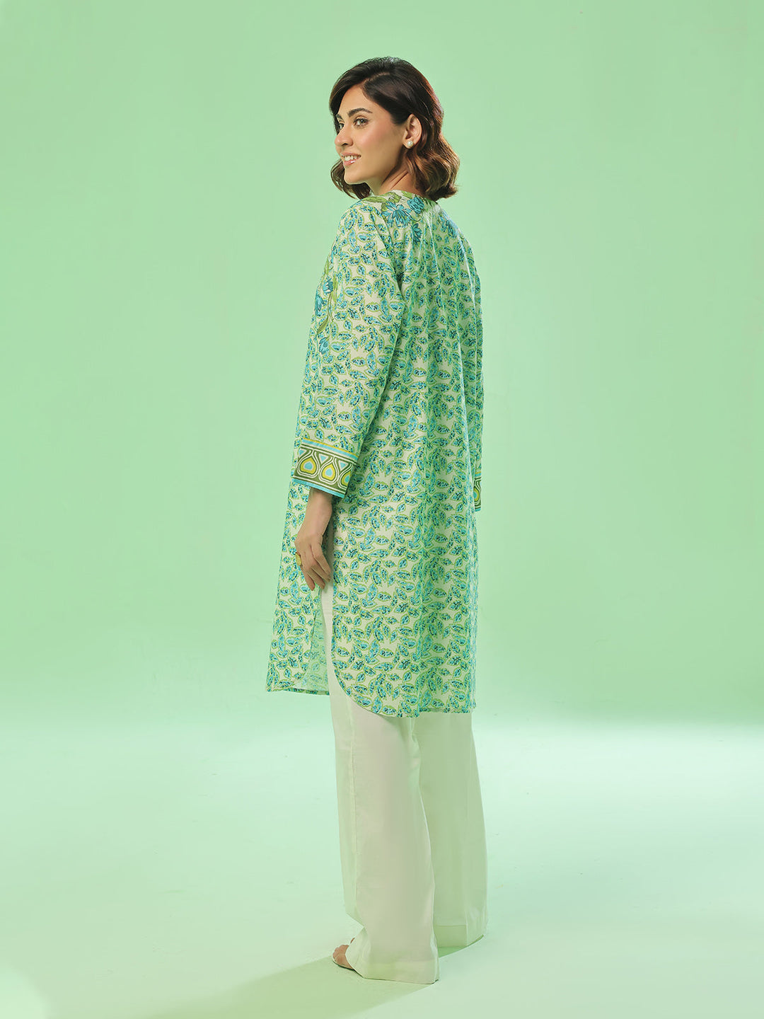 Oaks - Printed Pret & Unstitched Lawn Green - 1 Piece