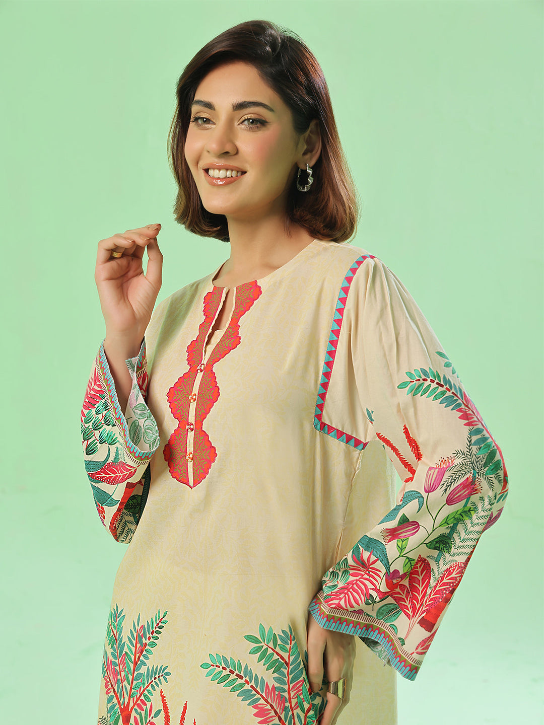 Oaks - Printed Pret & Unstitched Lawn Beige - 1 Piece