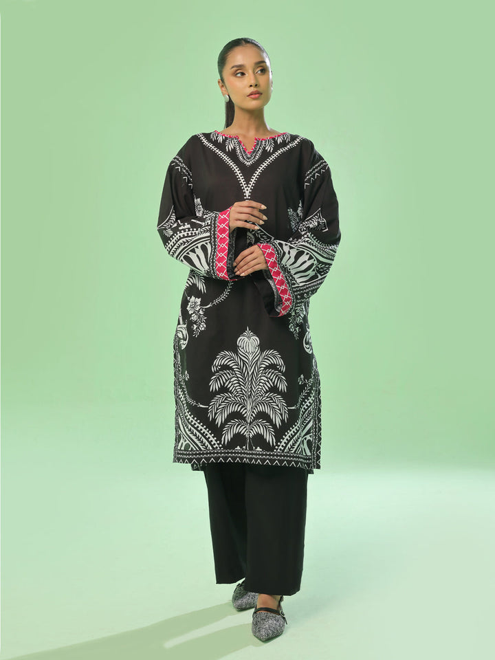 Oaks - Printed Pret & Unstitched Lawn Black - 1 Piece