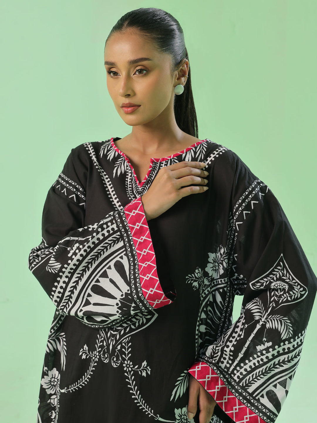 Oaks - Printed Pret & Unstitched Lawn Black - 1 Piece