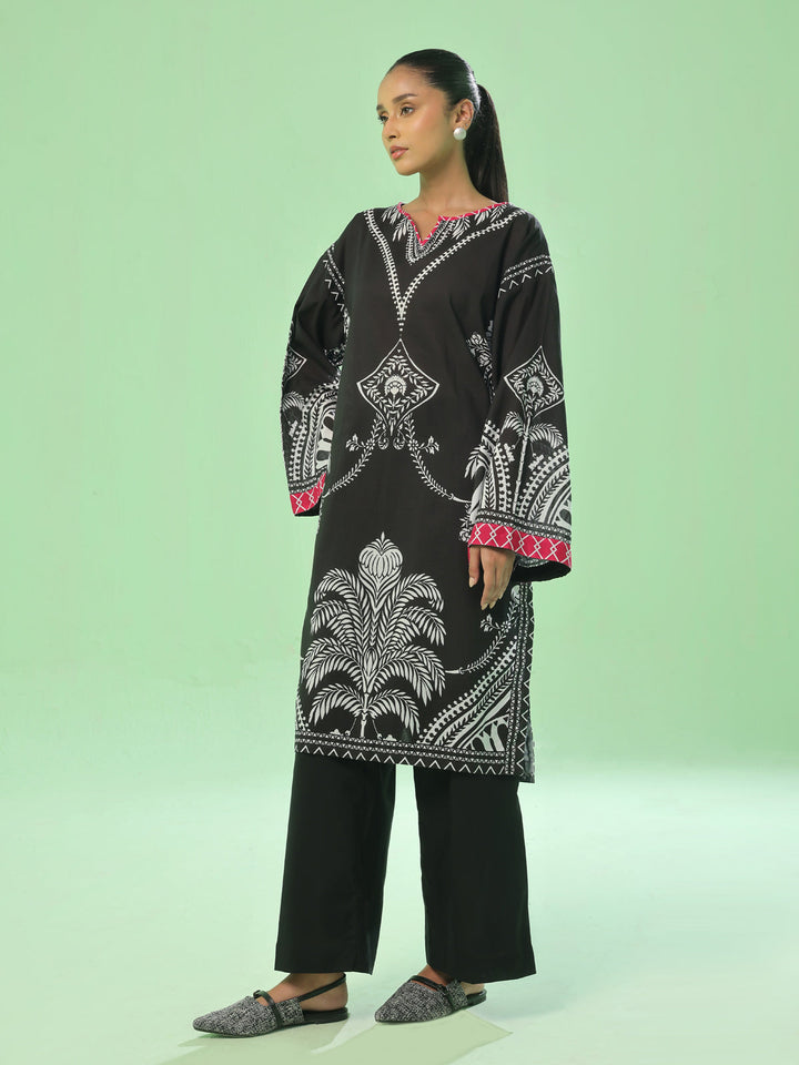 Oaks - Printed Pret & Unstitched Lawn Black - 1 Piece