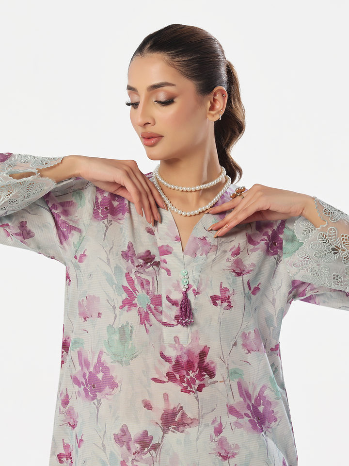 Oaks - Embroidered Unstitched Masoori Lawn Purple  - 1 Piece