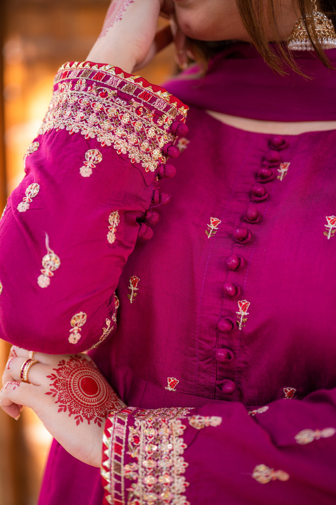 Omal by Komal - Zeenia - Plum - Paper Cotton & Chiffon - 3 Piece