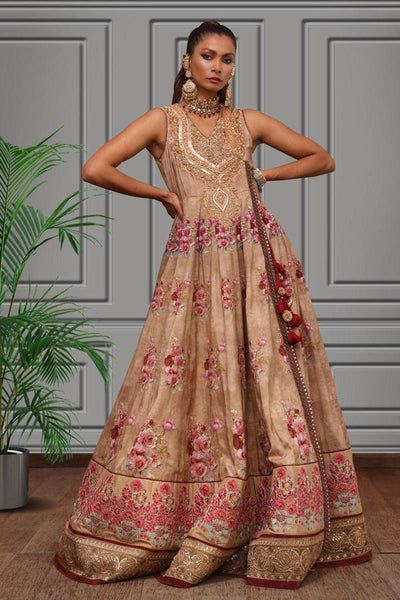 Shamaeel - Long Silk Embroidered Angarkha with Embroidered Organza Jacket - Studio by TCS