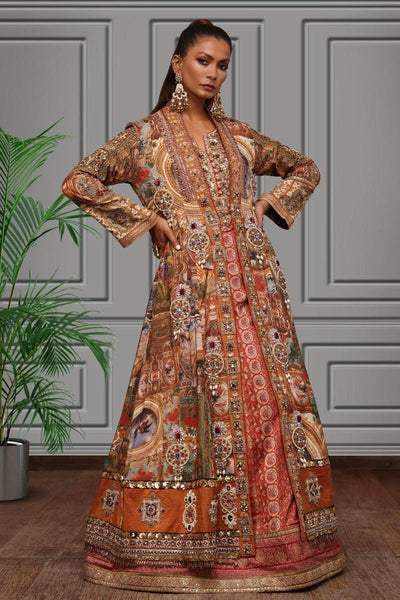 Shamaeel - Silk Long Embroidered Shirt with Floor Length Embroidered Jacket - Studio by TCS