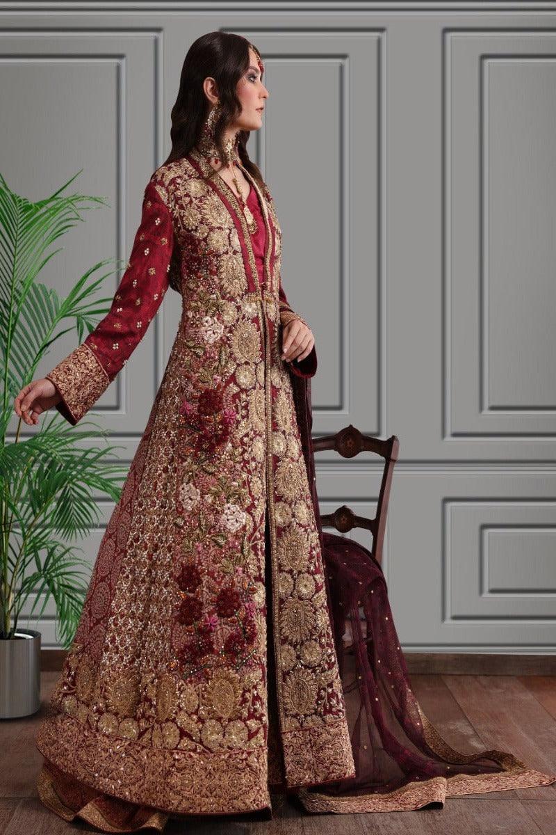 Shamaeel - Silk Embroidered Long Open Jacket with Embroidered Sharara and Dupatta - Studio by TCS