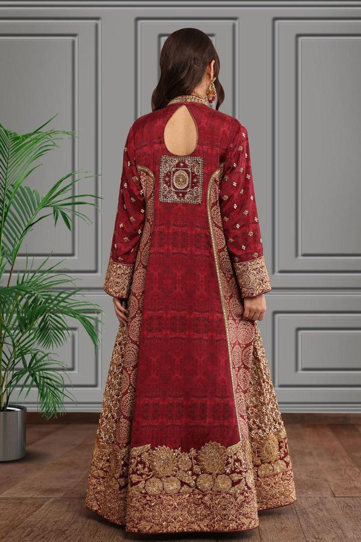 Shamaeel - Silk Embroidered Long Open Jacket with Embroidered Sharara and Dupatta - Studio by TCS