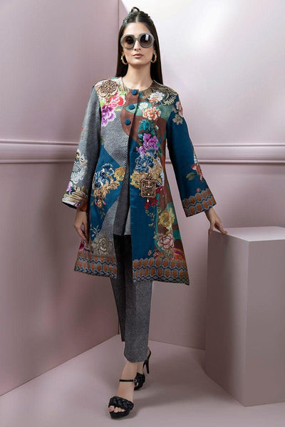 Shamaeel - Printed Silk Shirt and Pants with Silk Embroidered A-line Jacket - Studio by TCS