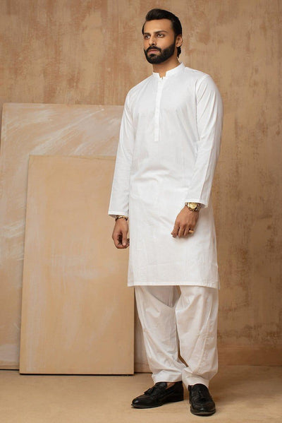 Deepak Perwani - White Cotton Kurta Shalwar - KAS754 - 2 Piece - Studio by TCS