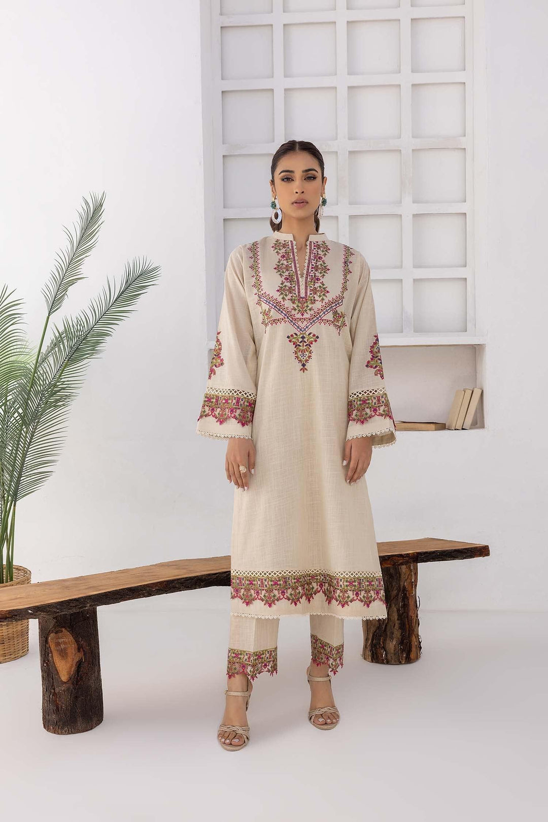 Nuriyaa - Off White Embroidered 2 Piece - Studio by TCS