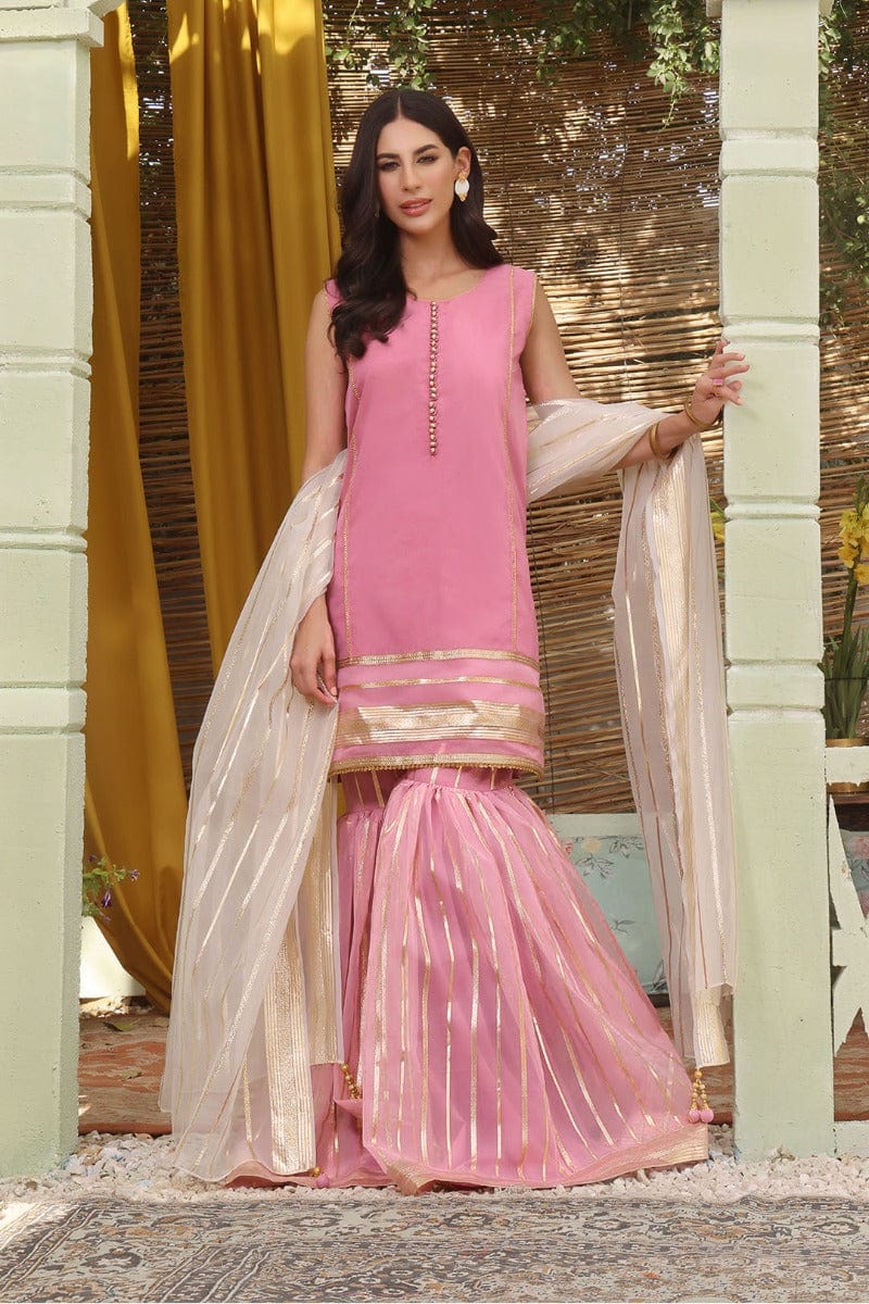 Sanas - Organza & Lorex Gharara Suit - SHIREEN FESTIVE - G202277 - Taffy Pink