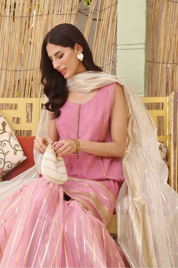 Sanas - Organza & Lorex Gharara Suit - SHIREEN FESTIVE - G202277 - Taffy Pink