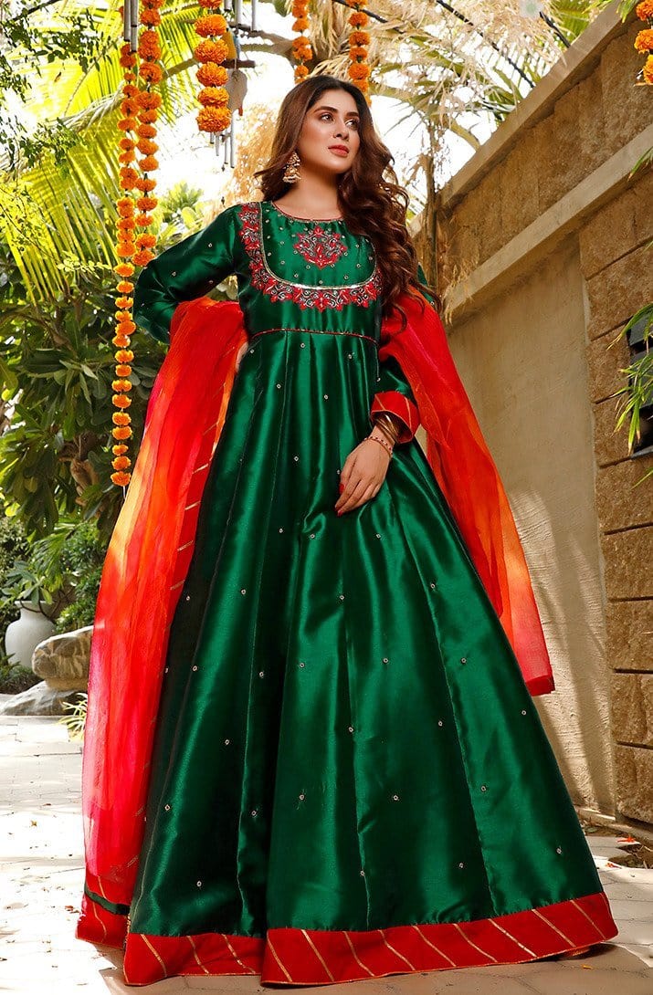 Sanas - Handwork Embroidered Raw Silk Long Maxi | WC1920 | M123024