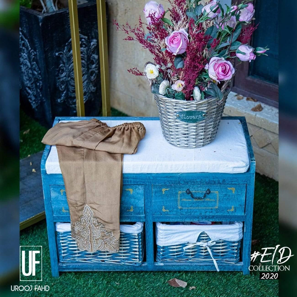 Urooj Fahd - Self Cotton Organza Copper - 2 PC