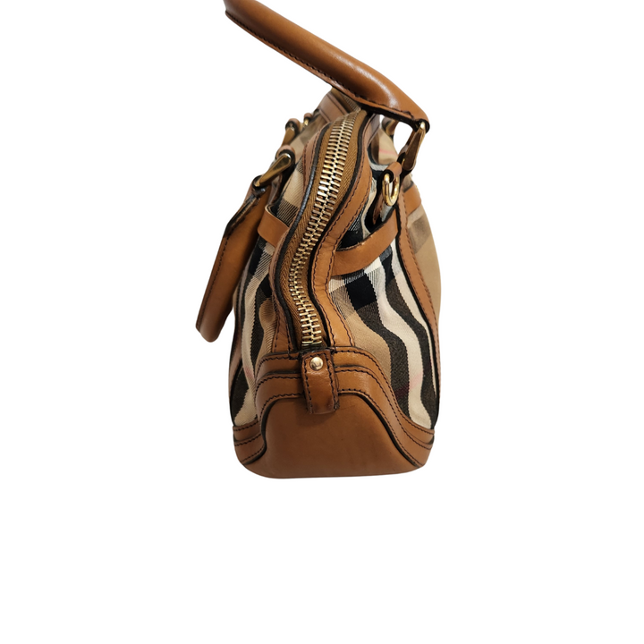 Pre-Loved Treasures - Burberry Tan House Check Fabric and Leather Orchard Bowler Bag