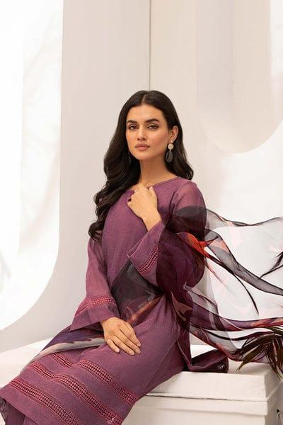 Natasha Kamal - Purple Coord Set with Printed Organza Dupatta - 3 Pieces - Studio by TCS