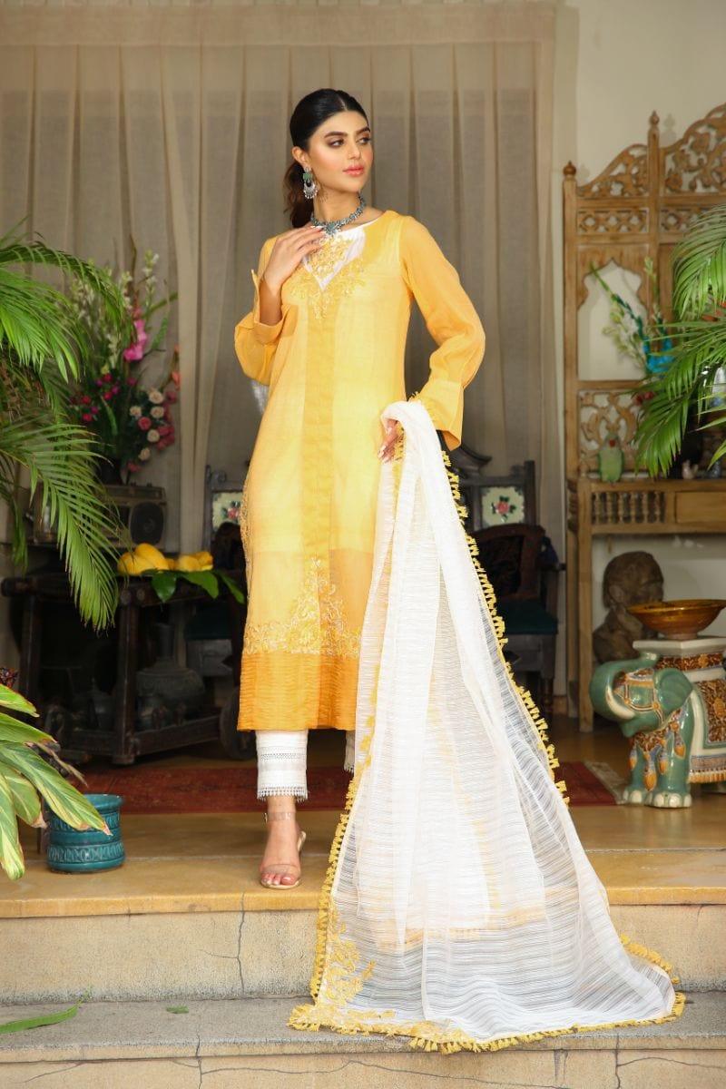 NILOFER SHAHID - Dandelion Breeze - Pleated Embroidered - 3 Piece - Studio by TCS