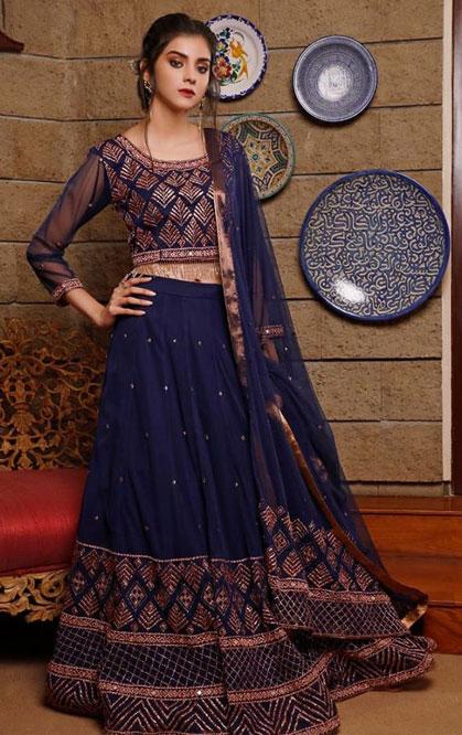 Sanas - Navy Blue Lehenga Choli - L201953