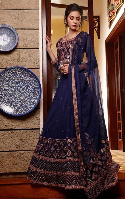Sanas - Lurex Gold Embroidered Net Maxi | WC1920 | L201953